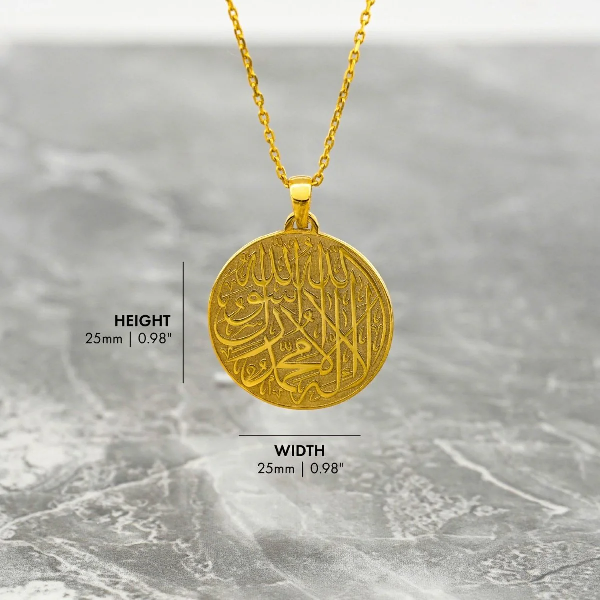 First Kalima Muslim Jewelry - 18K Gold Plated Silver Islamic Pendant - Image 8