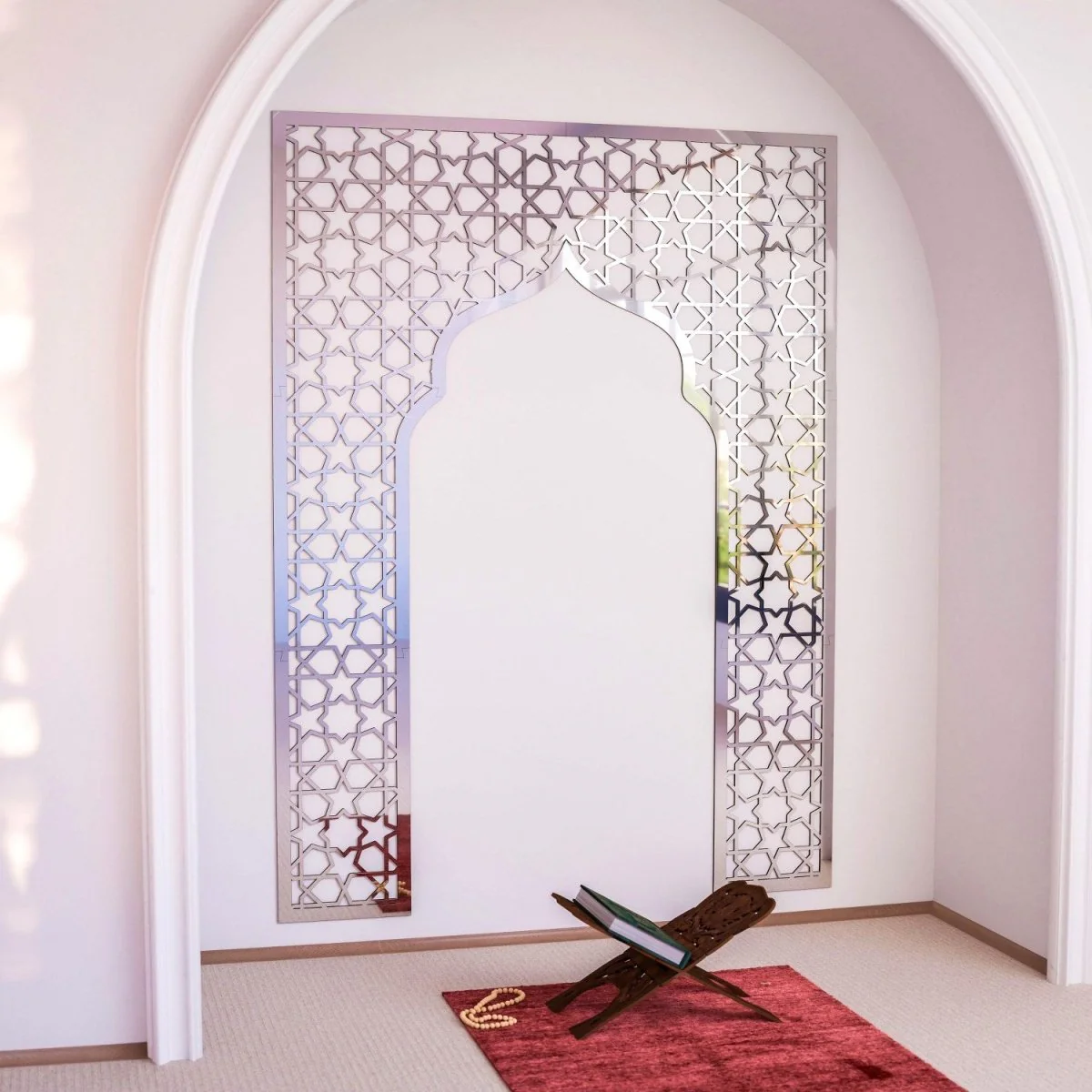 Geometric Design Mihrab - Wooden Islamic Wall Art | Prayer Room Accent - Image 13