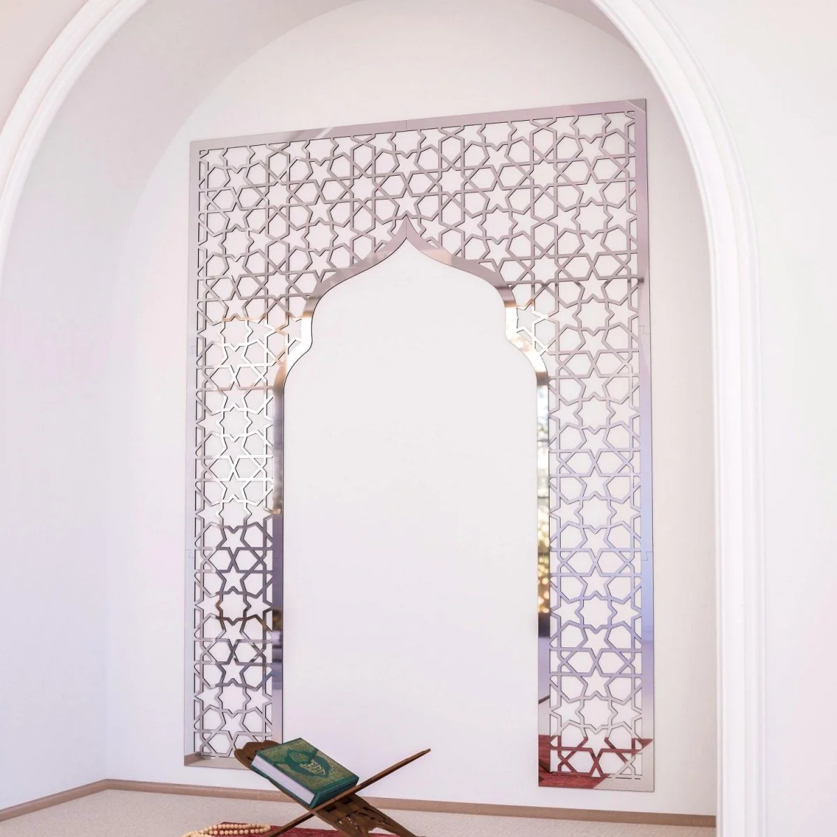 Geometric Design Mihrab - Wooden Islamic Wall Art | Prayer Room Accent - Image 14