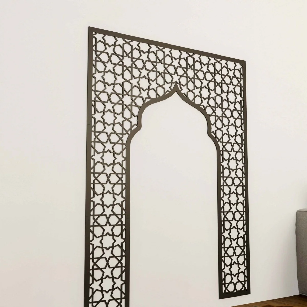 Geometric Design Mihrab - Wooden Islamic Wall Art | Prayer Room Accent - Image 3
