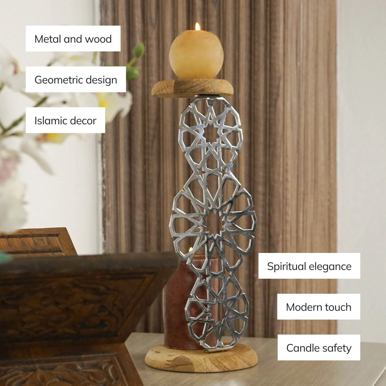 Geometric Islamic Candle Holder - Spiritual Decor - Image 4