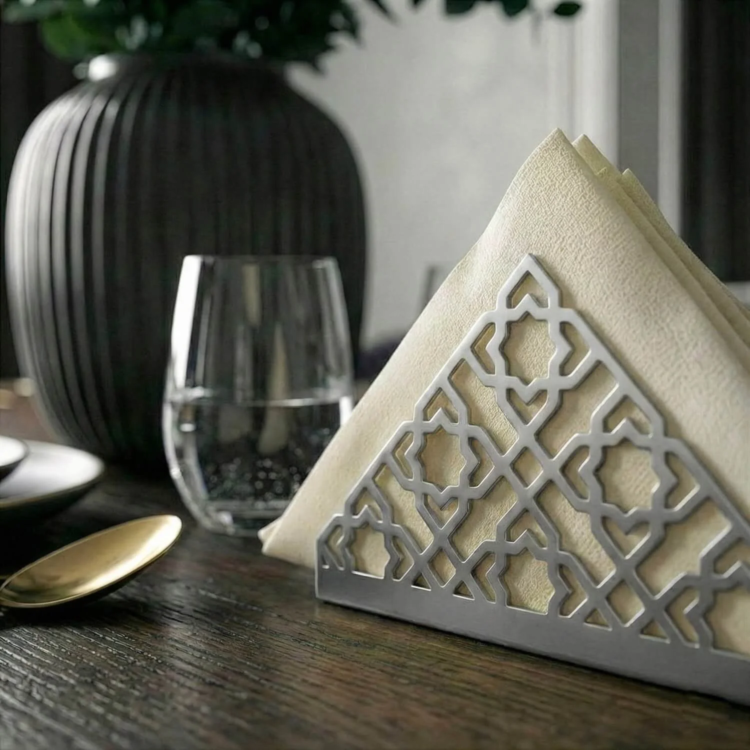 Geometric Islamic Napkin Holder – Metal Iftar Table Decor - Image 15