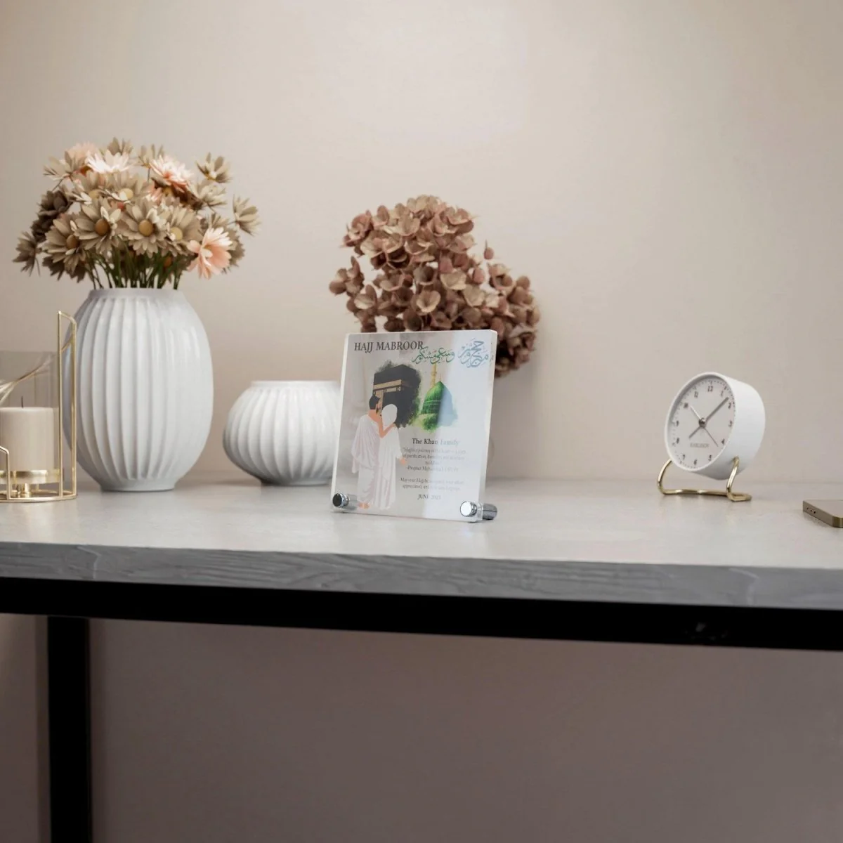 Hajj Mabroor Square Table Decor – Customizable Memory of Hajj - Image 13