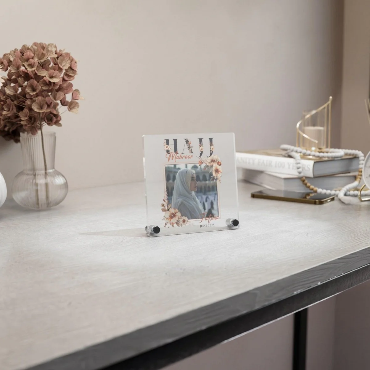 Hajj Mabroor Square Table Decor – Customizable Memory of Hajj - Image 16
