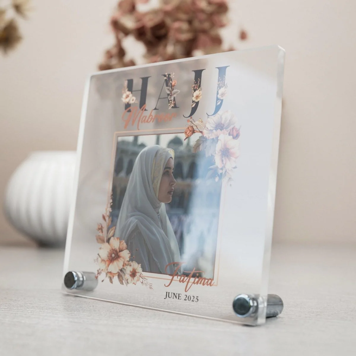 Hajj Mabroor Square Table Decor – Customizable Memory of Hajj - Image 20