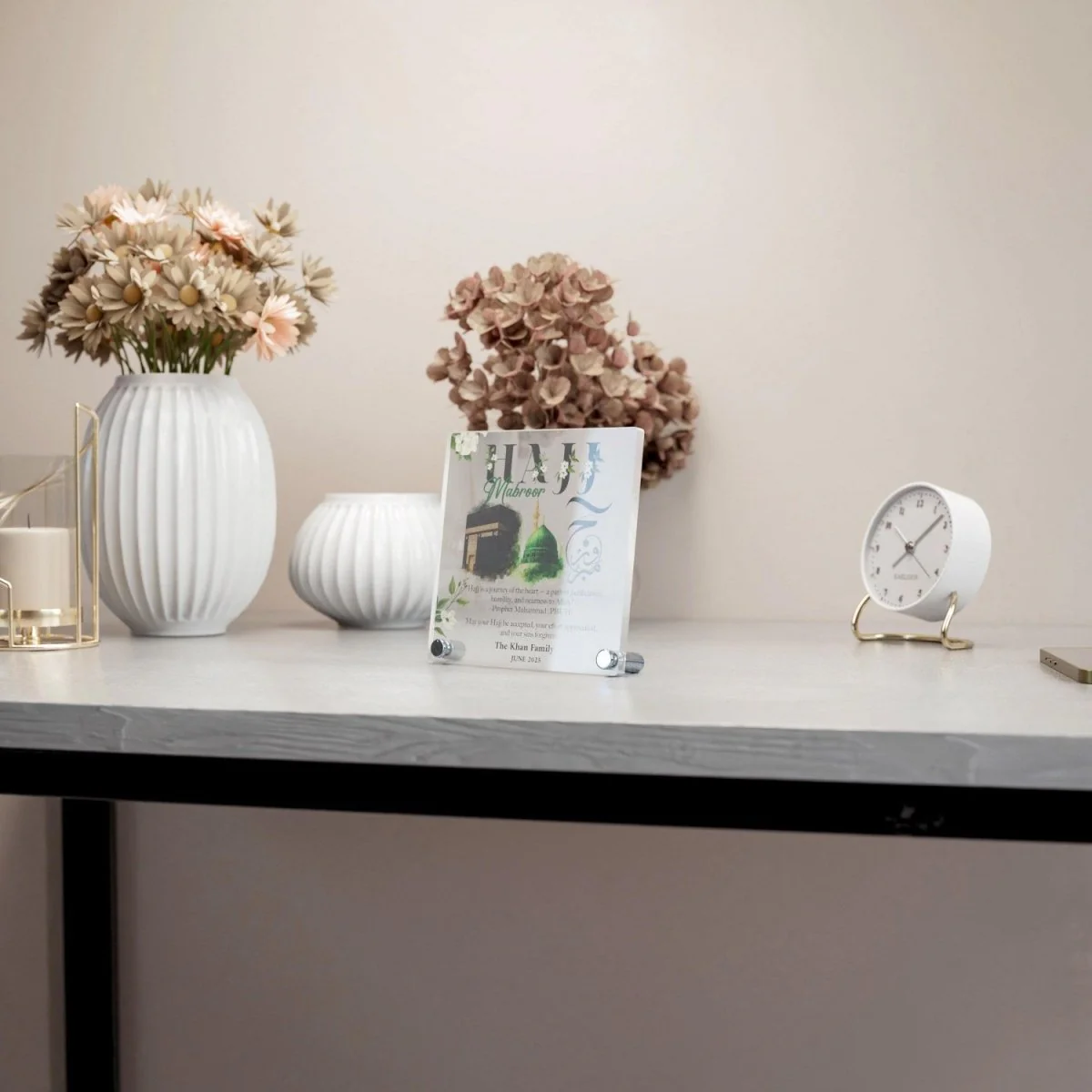 Hajj Mabroor Square Table Decor – Customizable Memory of Hajj - Image 27