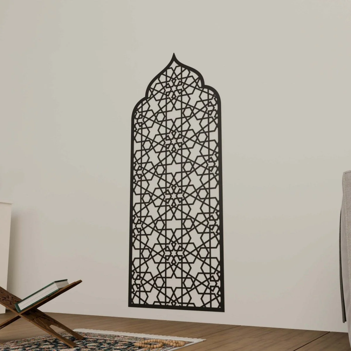 Interior Mihrab Wooden Prayer Niche - Islamic Home Decor | 6-Pointed Star - Image 7