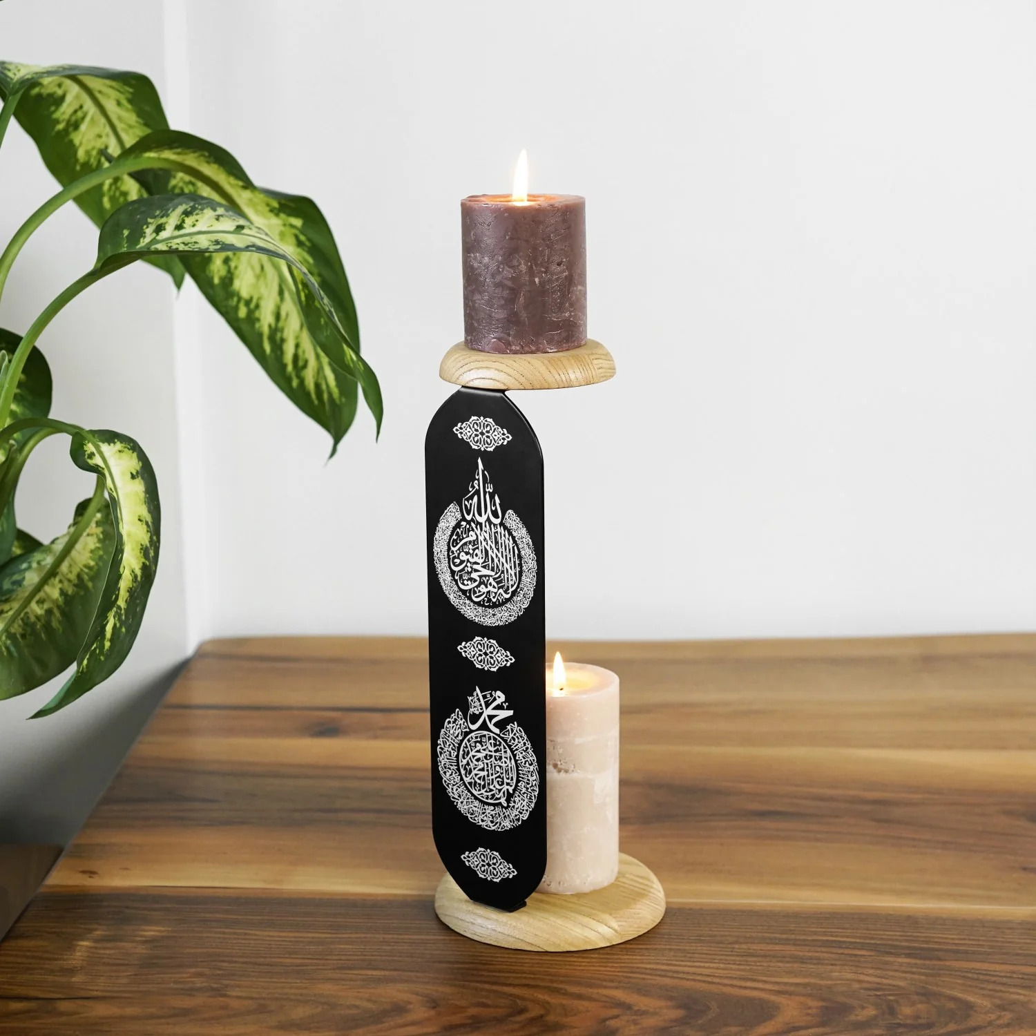 Islamic Candle Holder Table Decor with Ayatul Kursi and Allahumma Salli-Barik Motifs - Image 9
