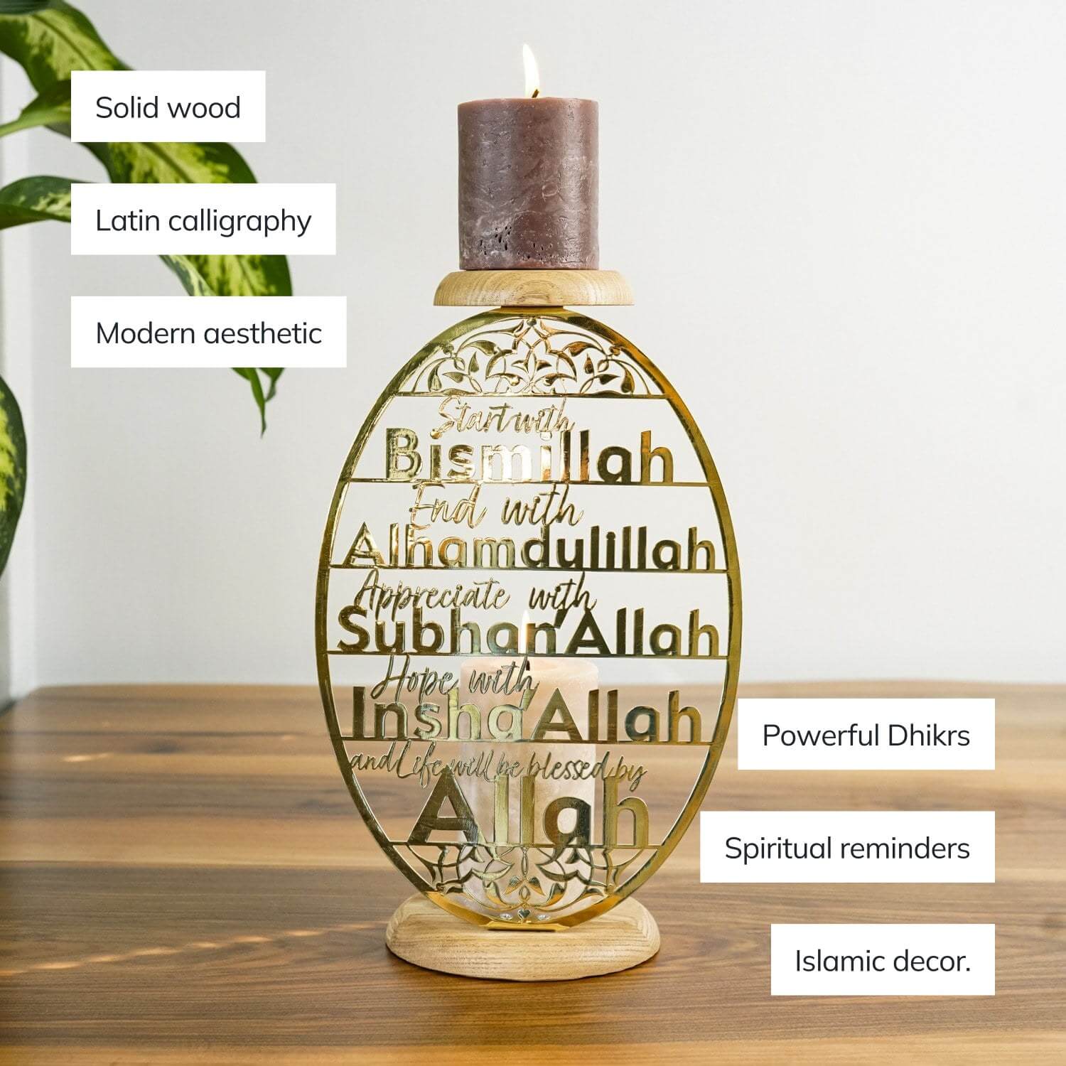 Islamic Candleholder | 4 Powerful Dhikr in Islam - Dining Table Decor for Muslims - Image 4