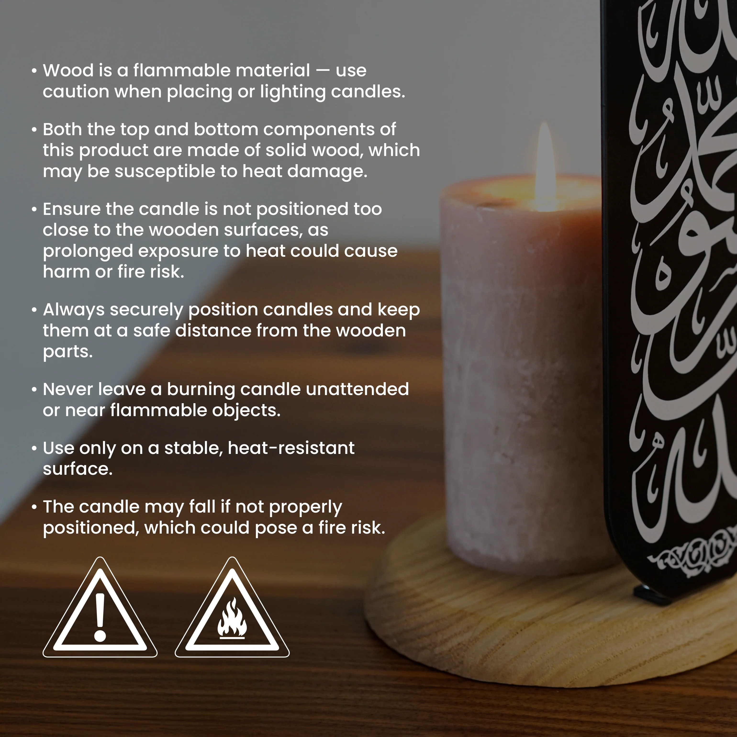 Islamic Candleholder | Sabr Shukr Tawakkul - Latin Calligraphy Decor - Image 9