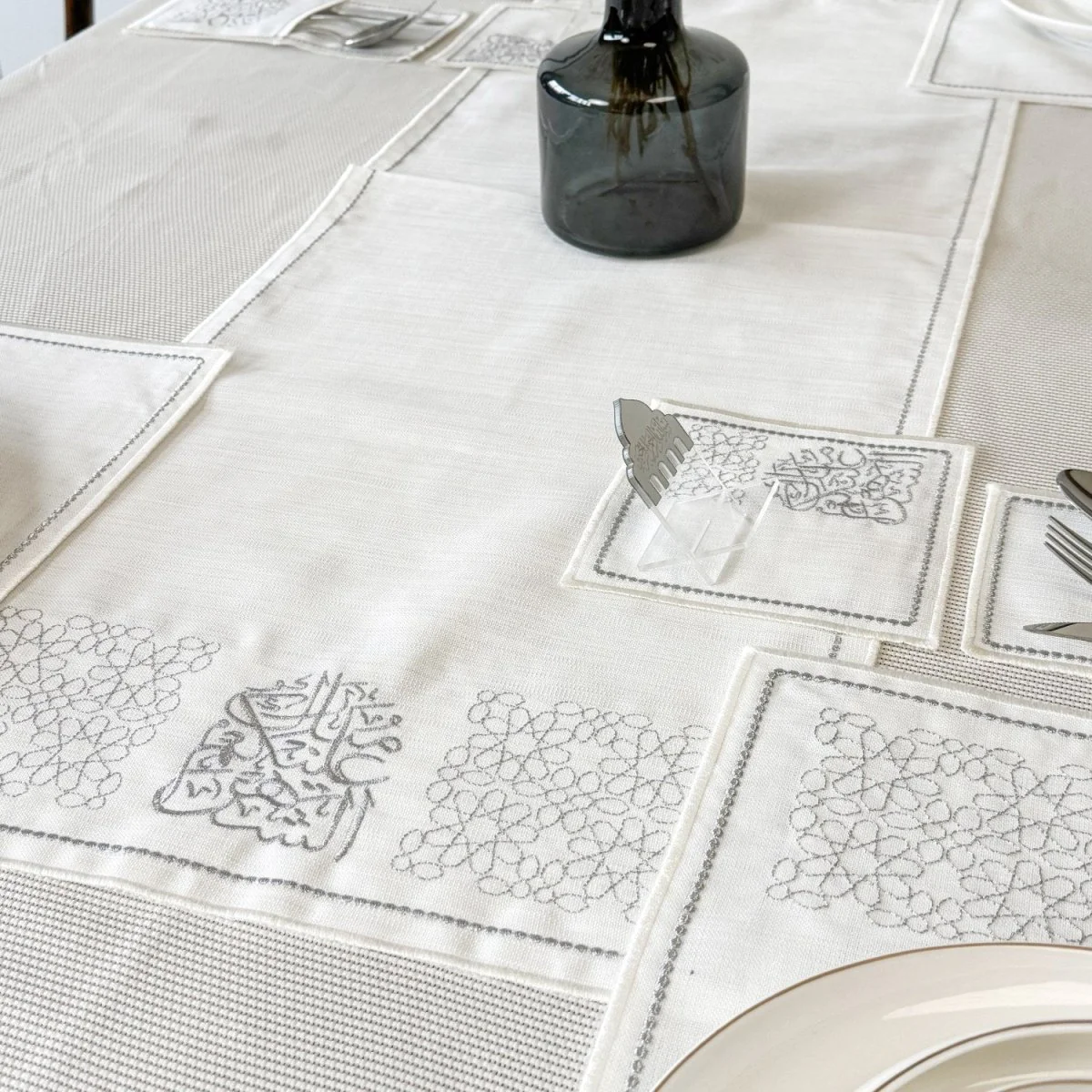 Ramadan Dining Table Silver Placemat Set - 6 Persons - 19 Pcs. - Full Set - Image 14