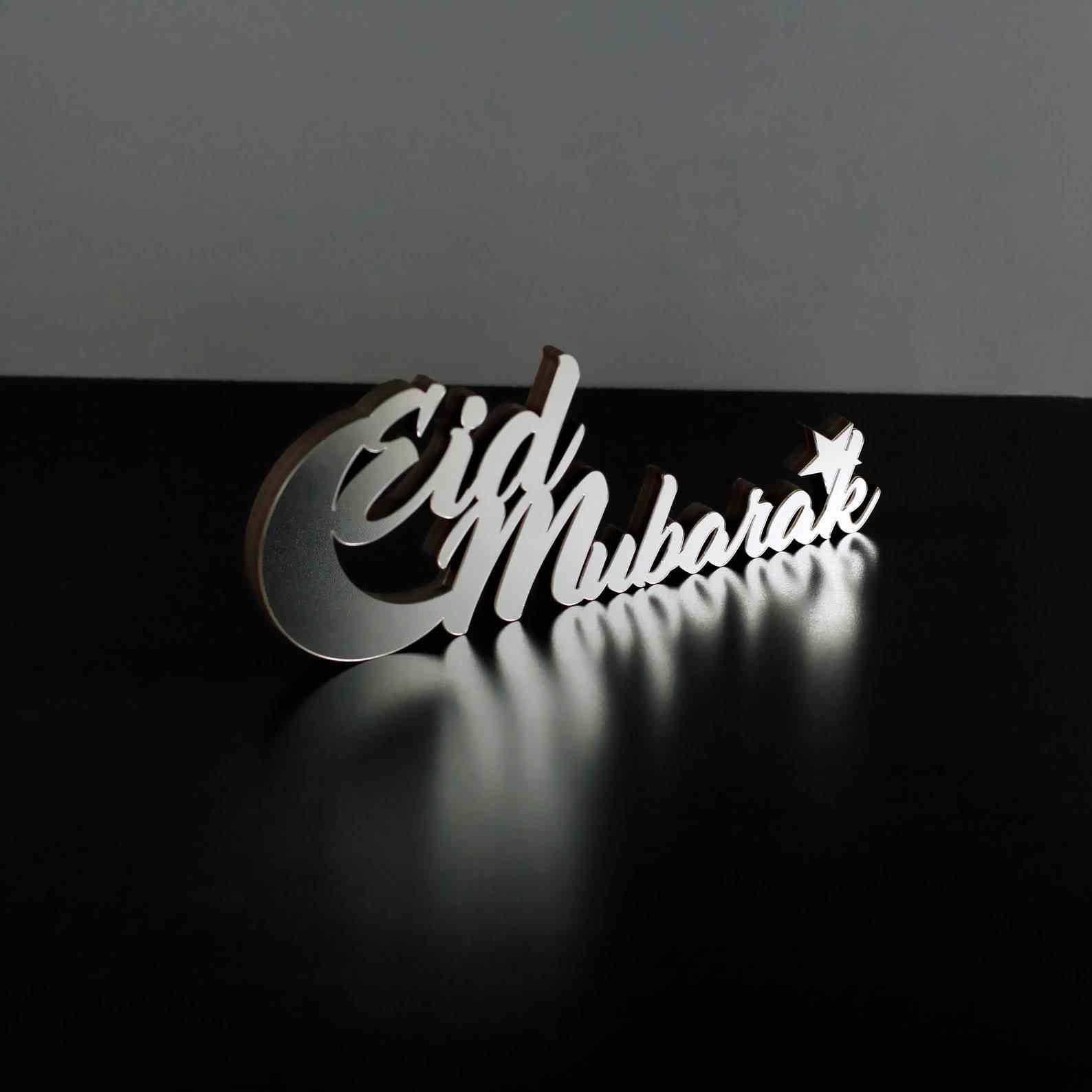 Eid Mubarak Lunate Wooden Islamic Gift Tabletop Decor - Image 11