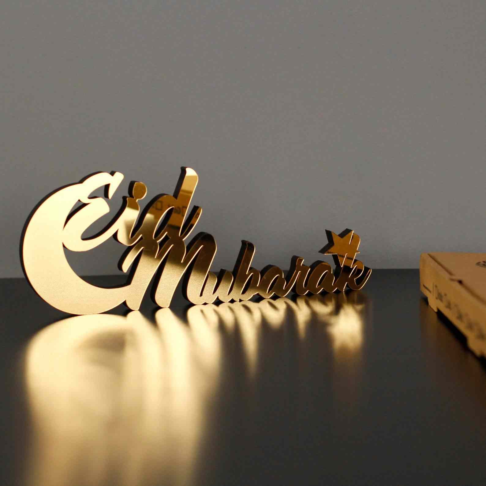 Eid Mubarak Lunate Wooden Islamic Gift Tabletop Decor - Image 6