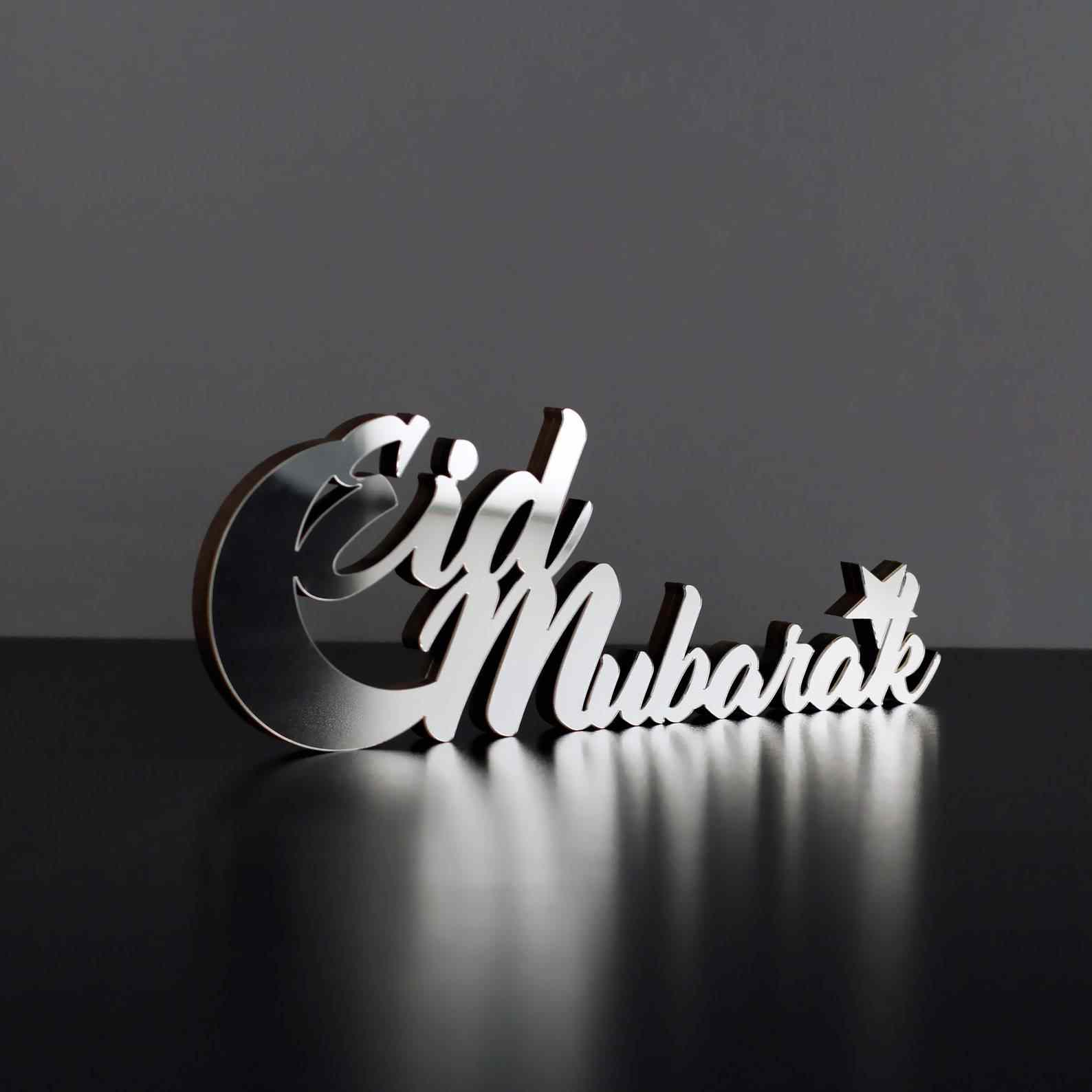 Eid Mubarak Lunate Wooden Islamic Gift Tabletop Decor - Image 9