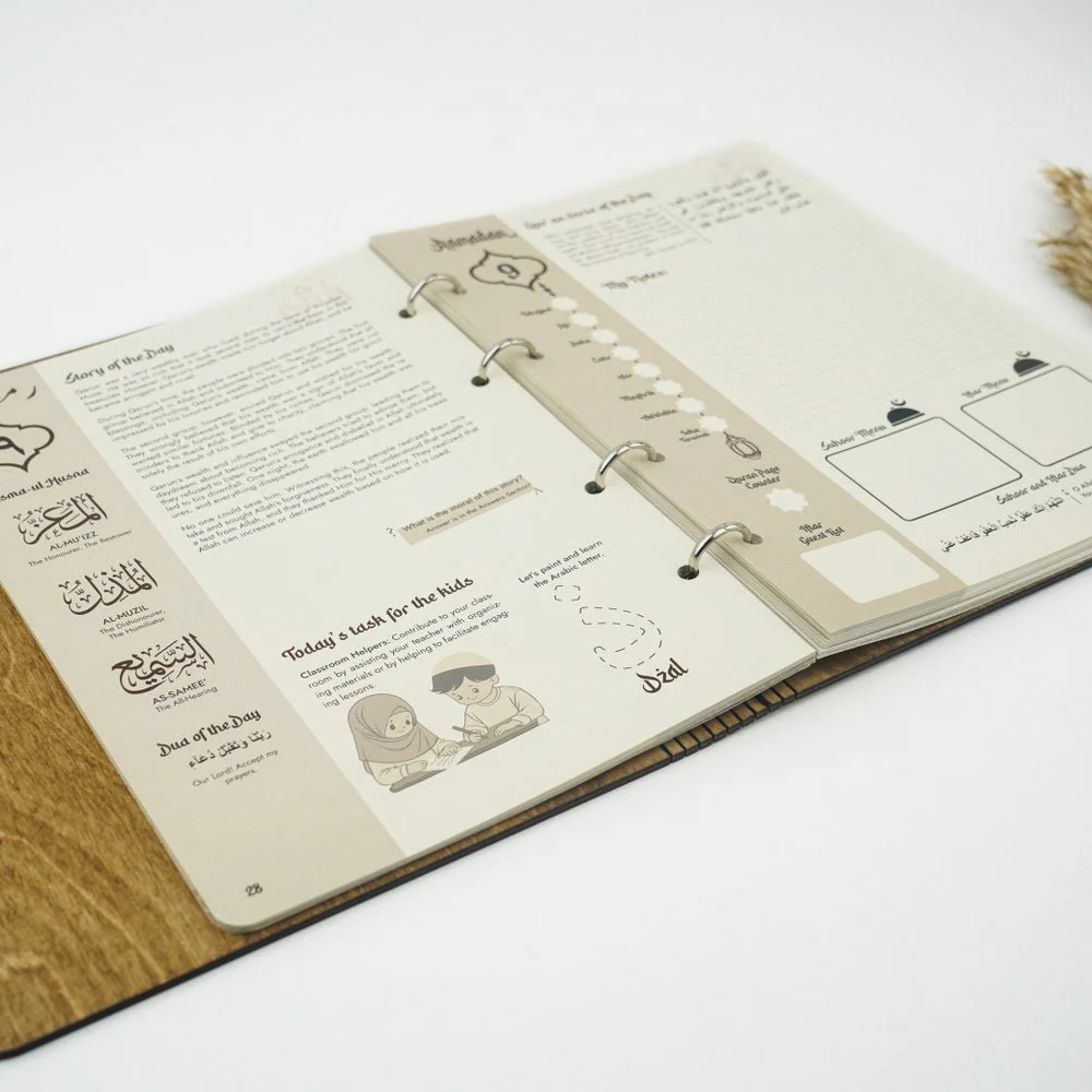 Ramadan Journal for Family Wooden Cover Journal Ramadan Planner - Islamic Gift - Image 12