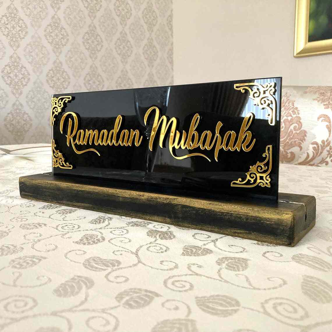 Ramadan Mubarak, Dua for Iftar Glass Decor Islamic Gift Tabletop Art - Image 5