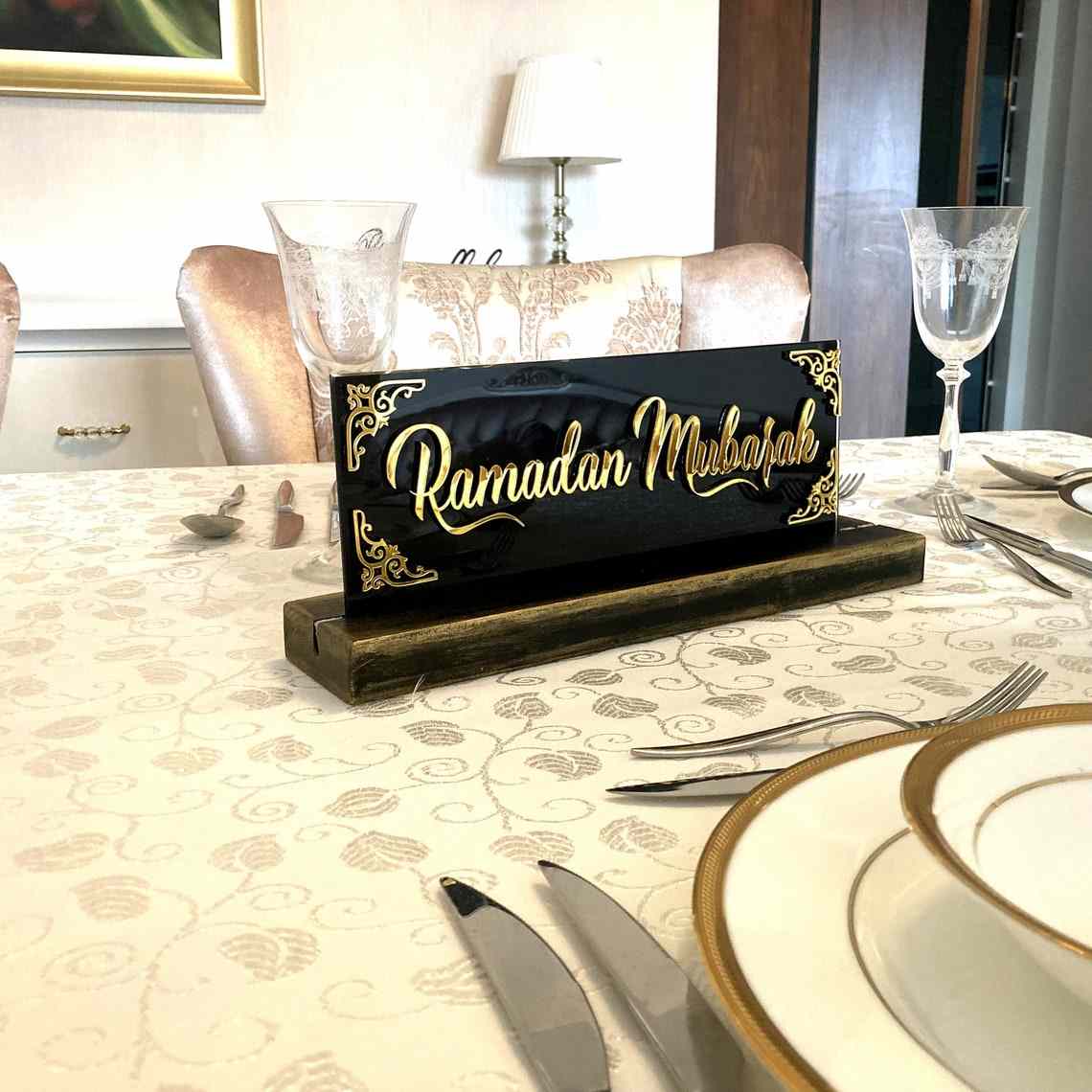 Ramadan Mubarak, Dua for Iftar Glass Decor Islamic Gift Tabletop Art - Image 6