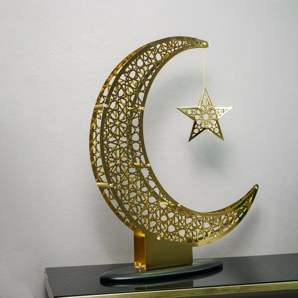 Shiny Crescent Moon & Star Metal Islamic Home Decor - Islamic Gift - Image 12
