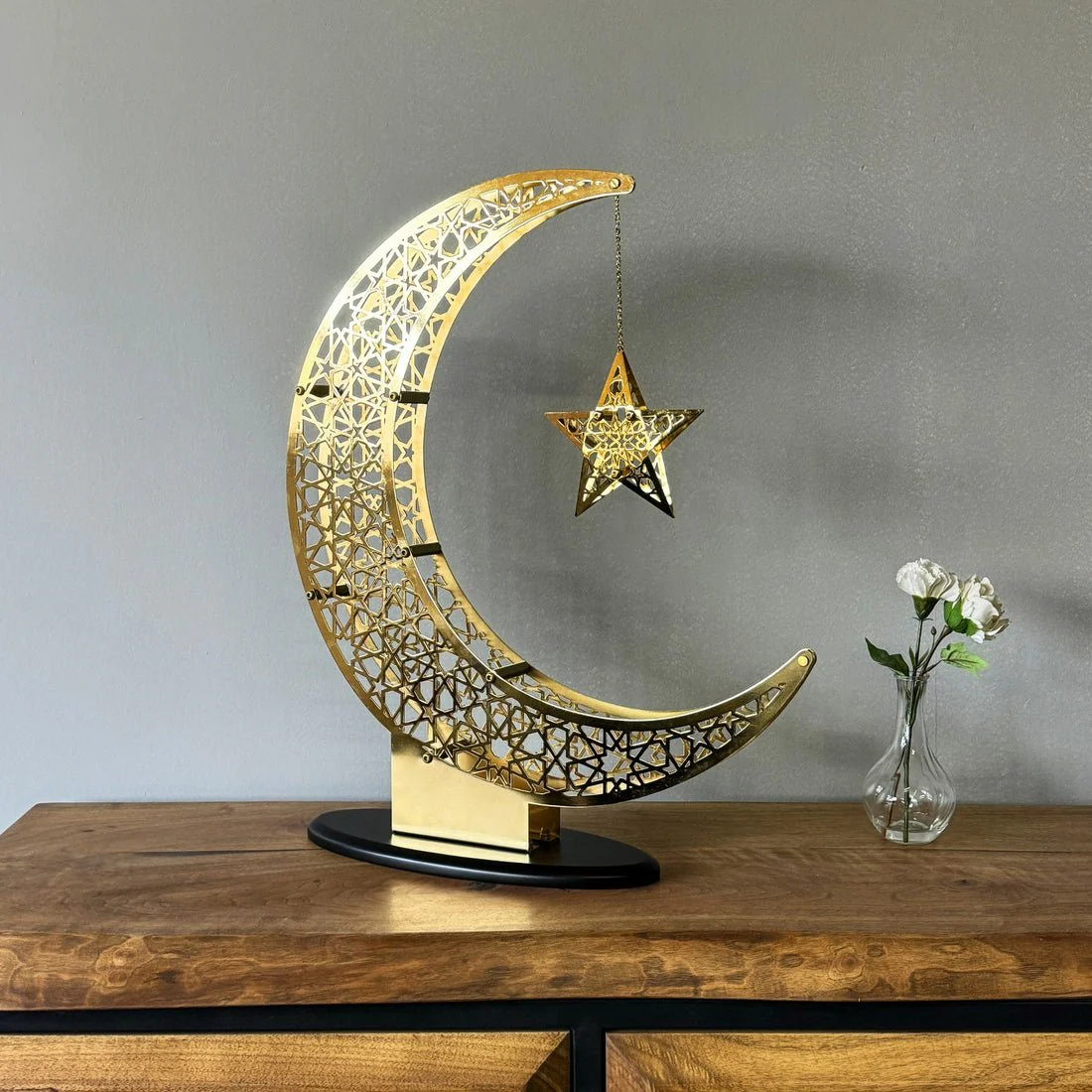 Shiny Crescent Moon & Star Metal Islamic Home Decor - Islamic Gift - Image 20