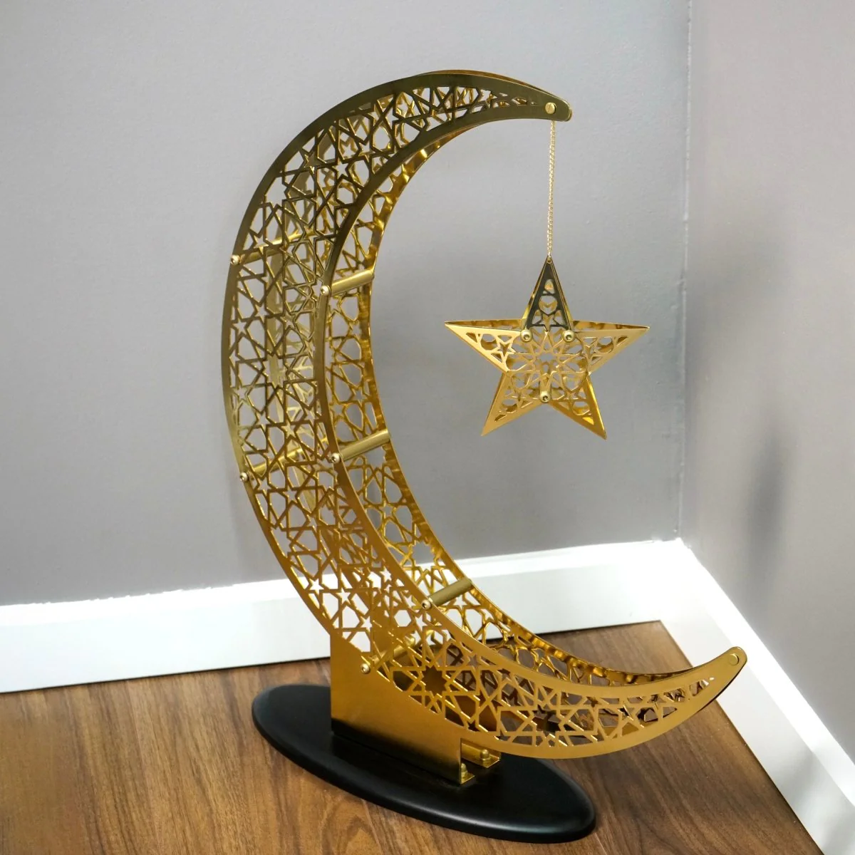 Shiny Crescent Moon & Star Metal Islamic Home Decor - Islamic Gift - Image 7