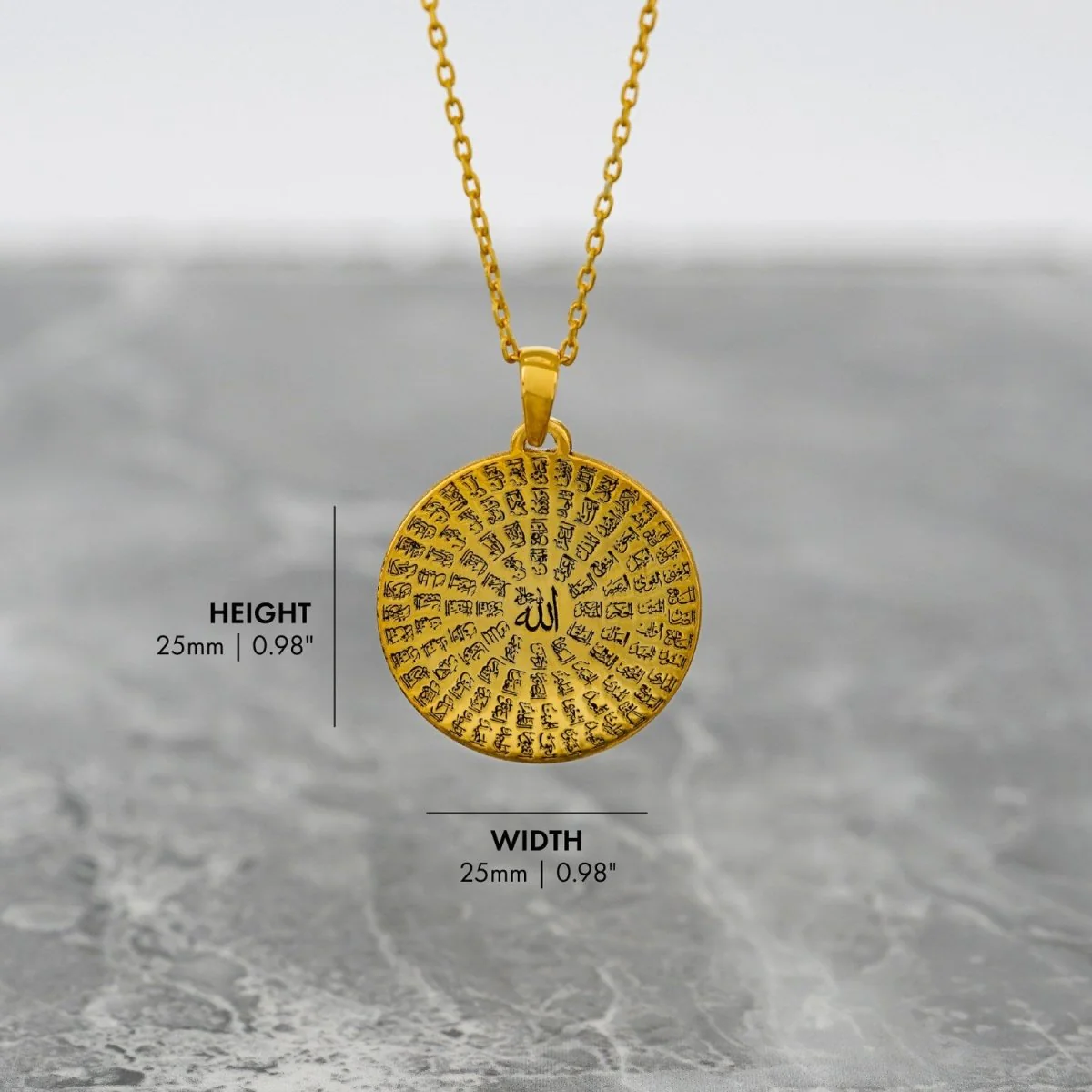 Islamic Necklace - Asma Ul Husna 18K Gold Plated Silver Pendant - Image 6
