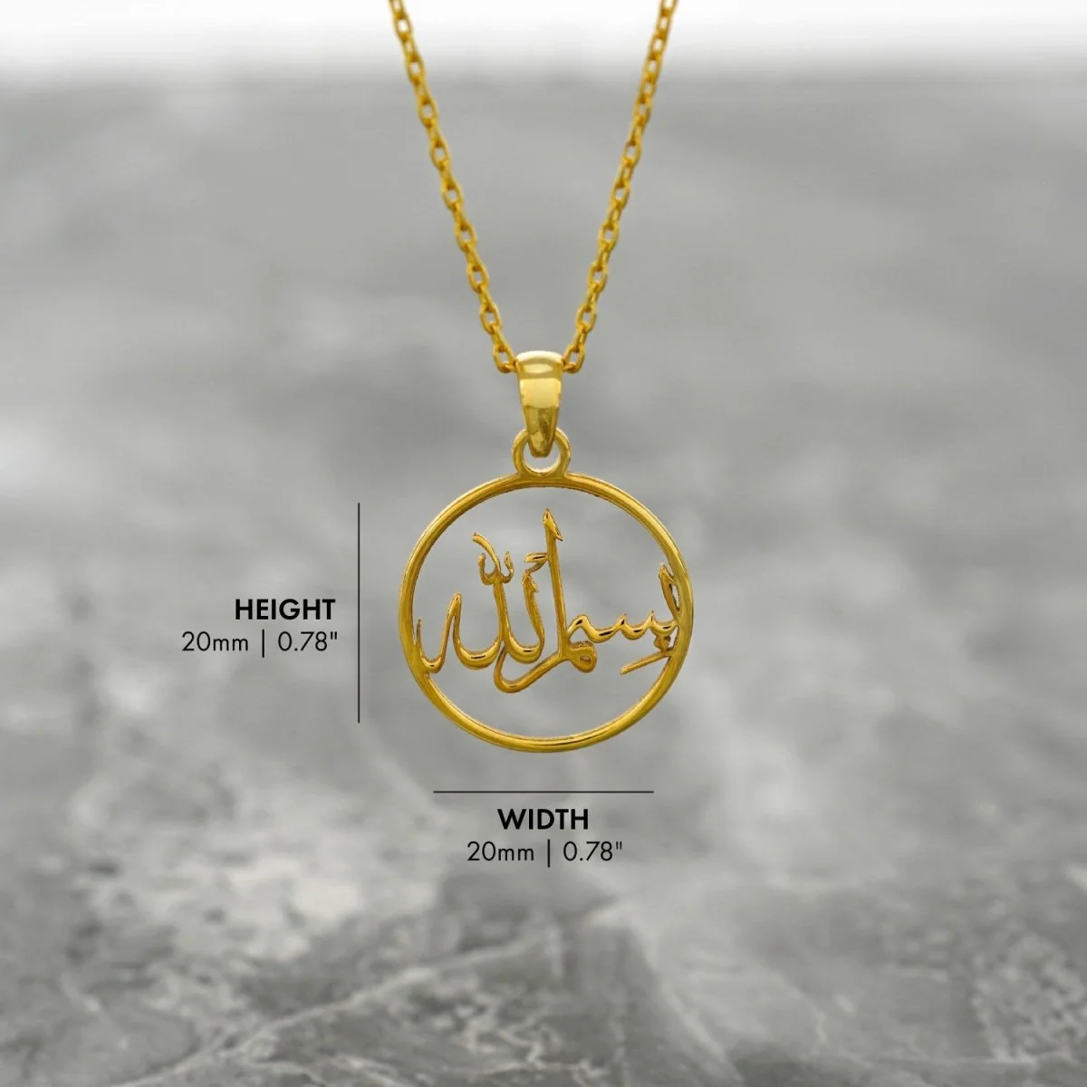 Islamic Necklace - Bismillah Written 18K Gold Plated Silver Pendant - Image 6
