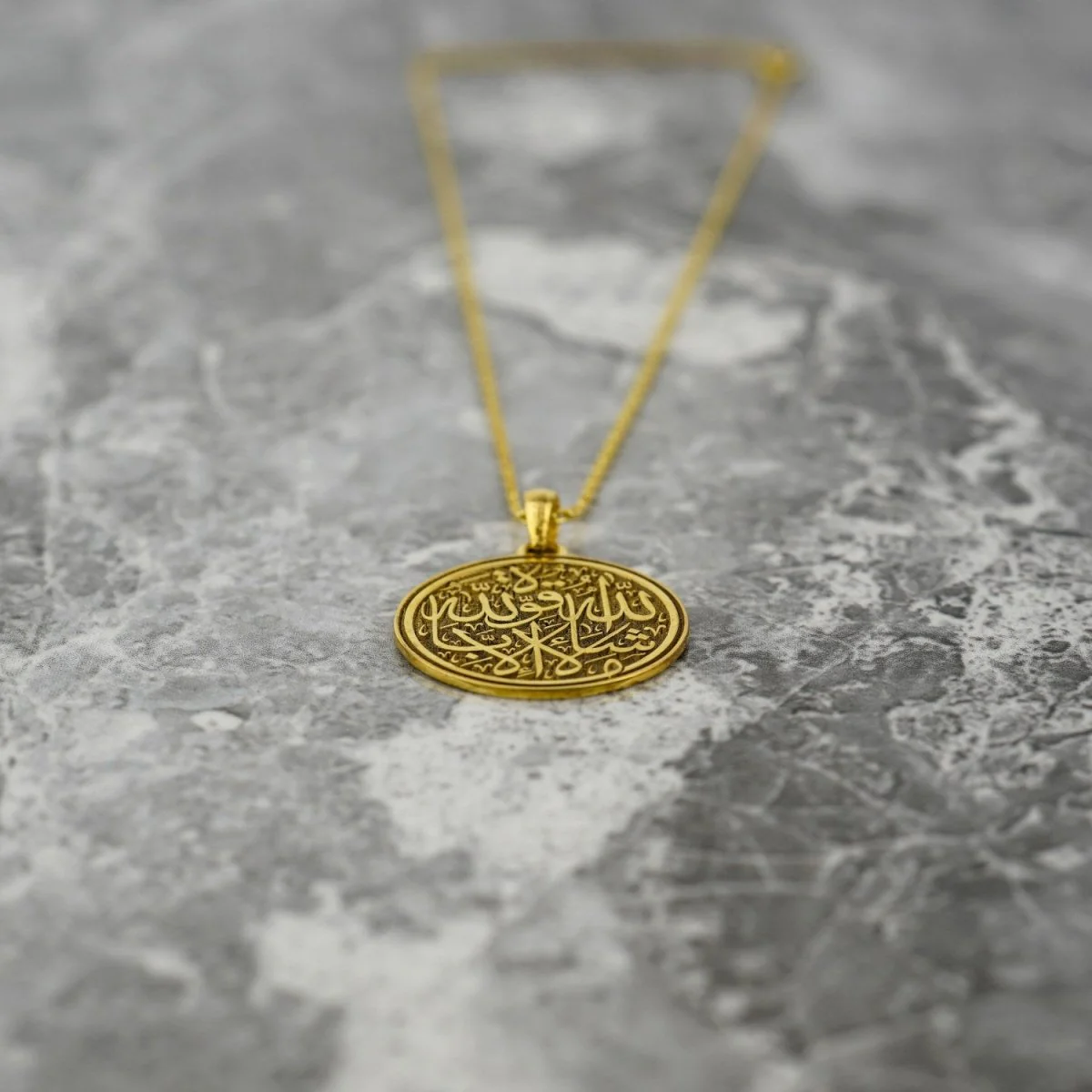 Islamic Necklace - Mashallah La Quwwata Illa Billah 18K Gold Plated Silver Pendant - Image 8