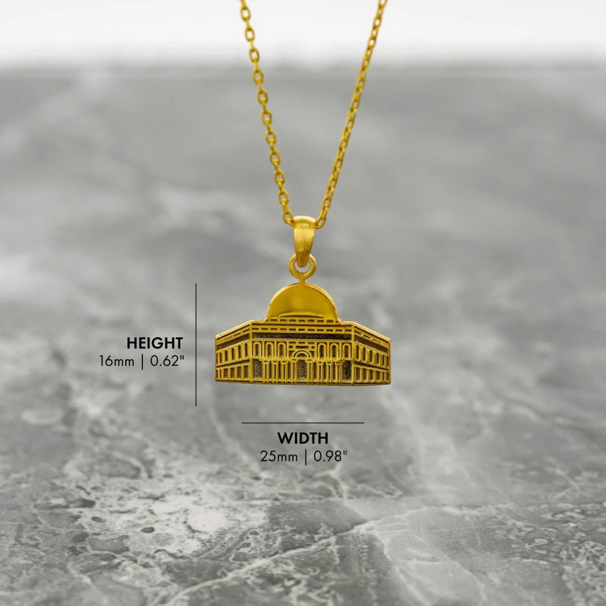 The Dome of the Rock Islamic Necklace - Masjid Al Aqsa, 18K Gold Plated Silver Pendant - Image 6
