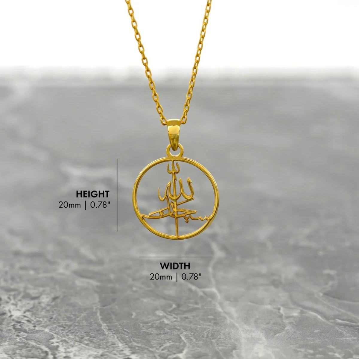Islamic Necklace - Subhanallah Written 18K Gold Plated Silver Pendant - Image 6