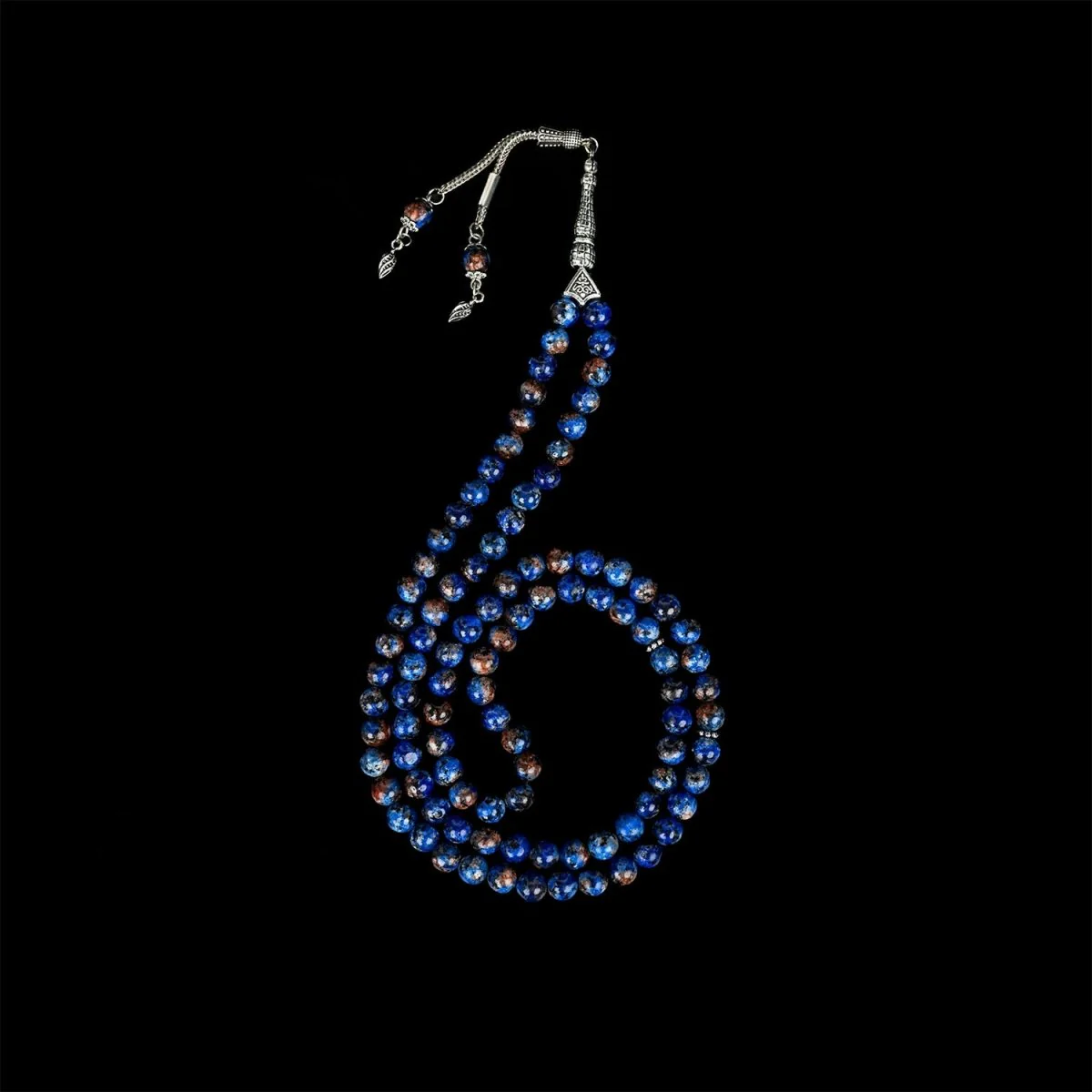 Islamic Prayer Beads - Aqua Blue & Black Speckled Dhikr Beads - Image 6