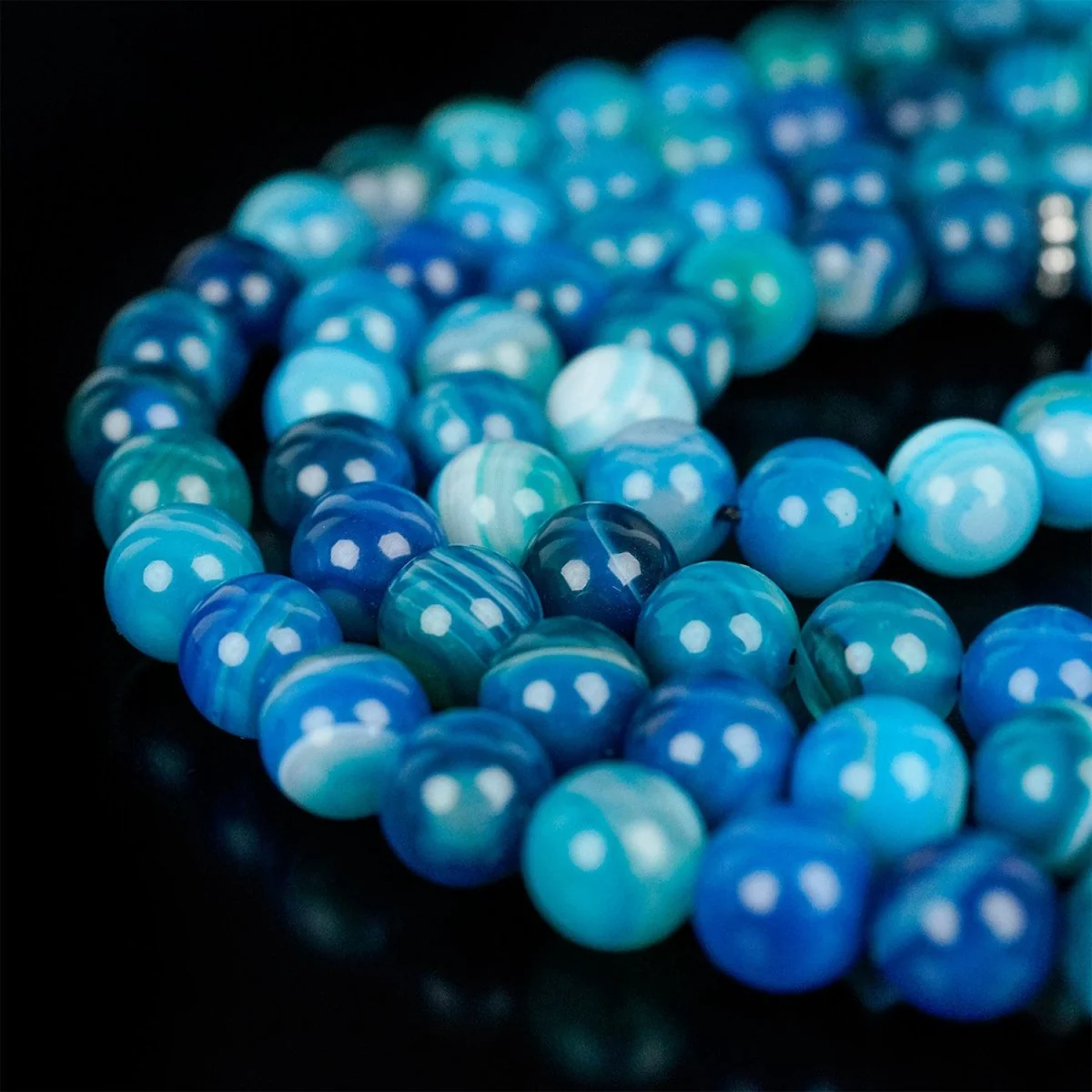 Islamic Prayer Beads - Aqua Blue Marbled Agate Stone | Dhikr Beads