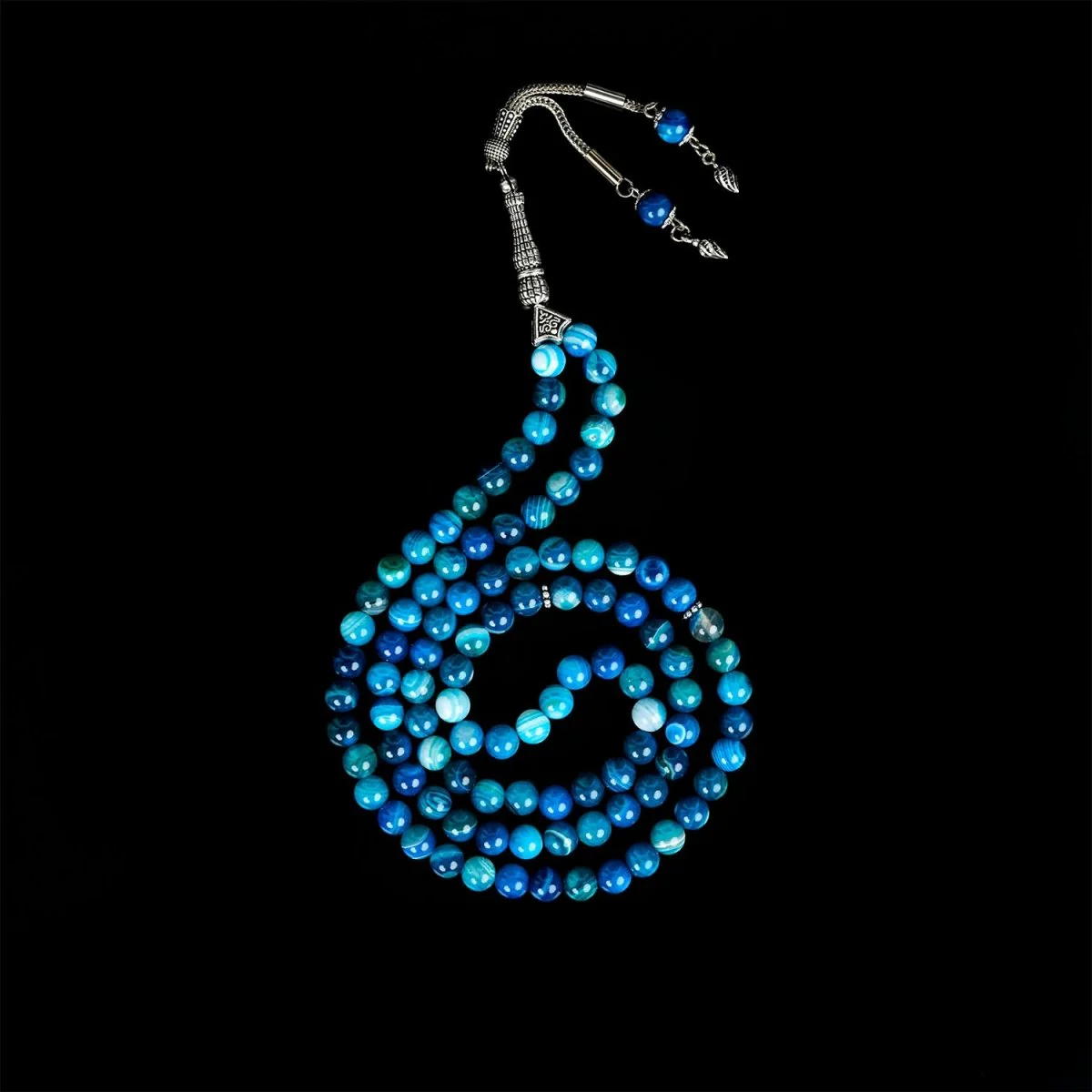 Islamic Prayer Beads - Aqua Blue Marbled Agate Stone | Dhikr Beads - Image 6