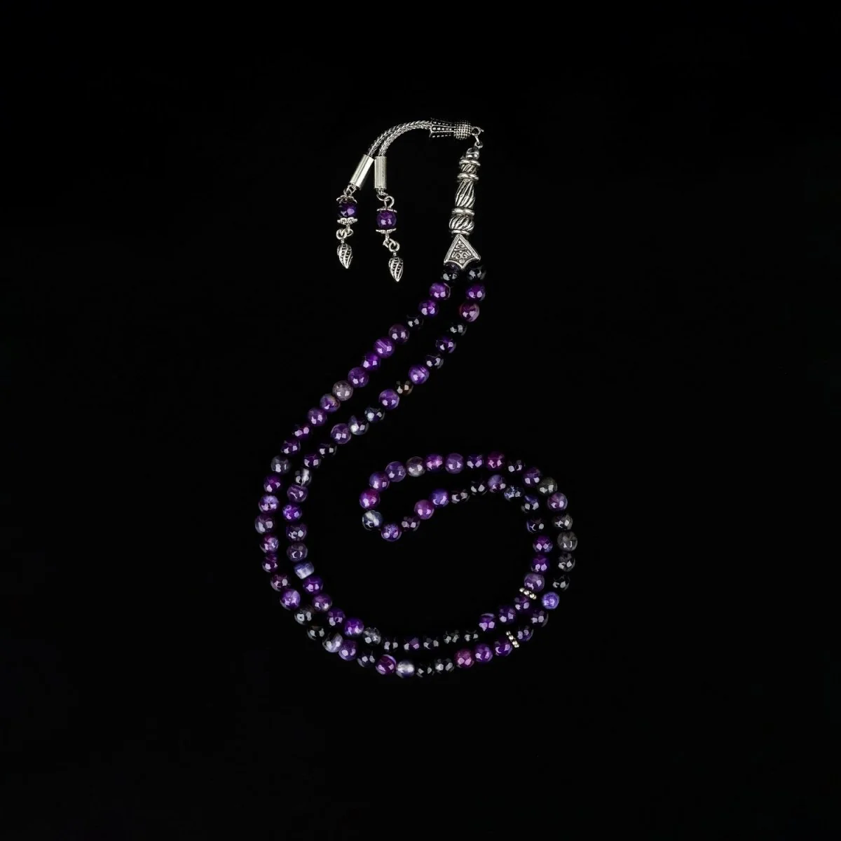 Islamic Prayer Beads-Purple Agate Prayer Beads - Faceted Cut - Image 4