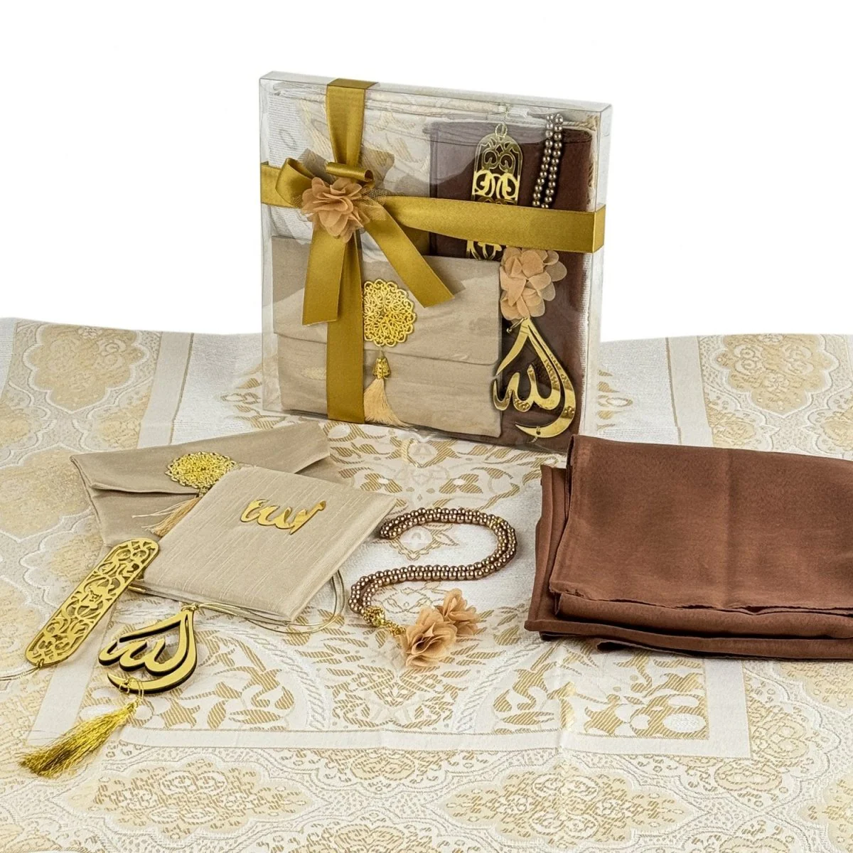 Islamic Prayer Rug Mat, Cream Color Prayer Set - Image 15