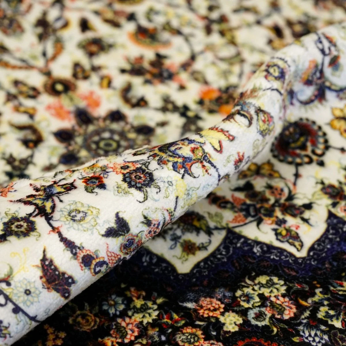 Islamic Prayer Rug - Beige & Black Vintage Floral - Image 2