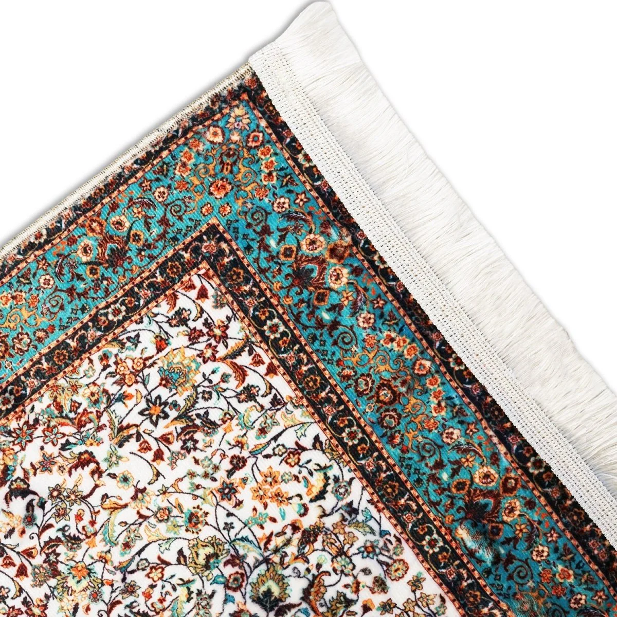 Islamic Prayer Rugs - Aqua & Beige Ornate Design - Image 5