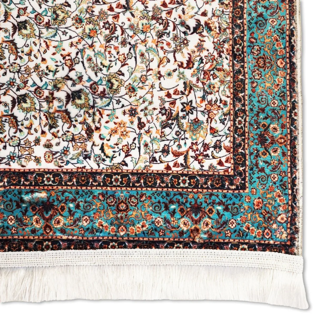 Islamic Prayer Rugs - Aqua & Beige Ornate Design - Image 6