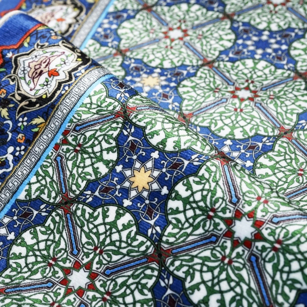 Islamic Prayer Rugs - Blue & Green Tile Patterns - Image 2