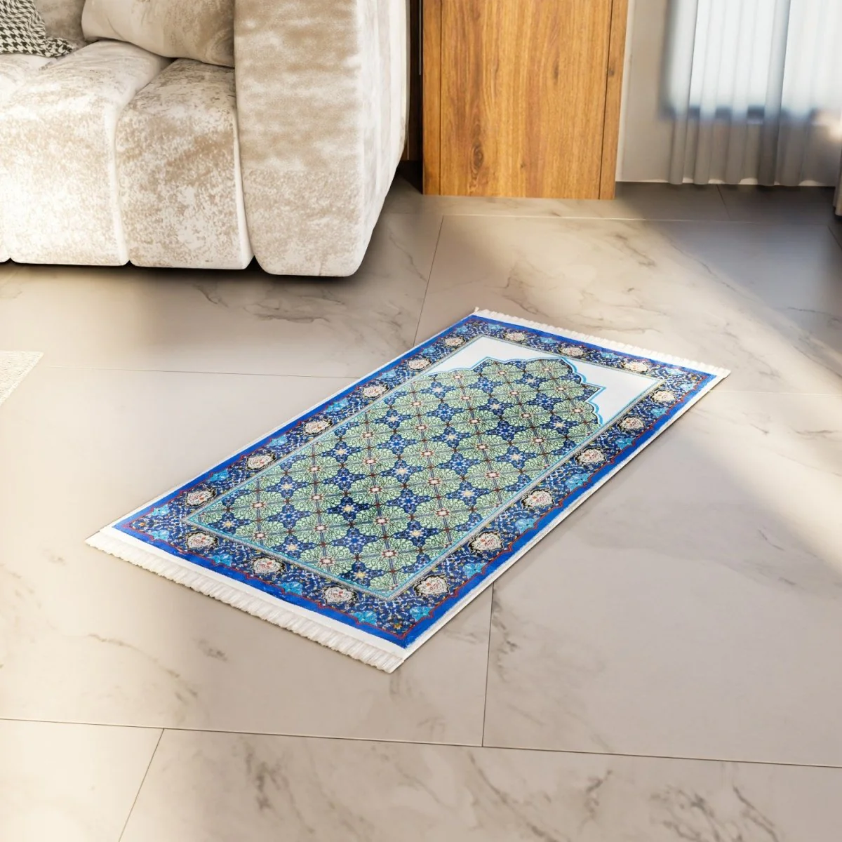 Islamic Prayer Rugs - Blue & Green Tile Patterns - Image 3