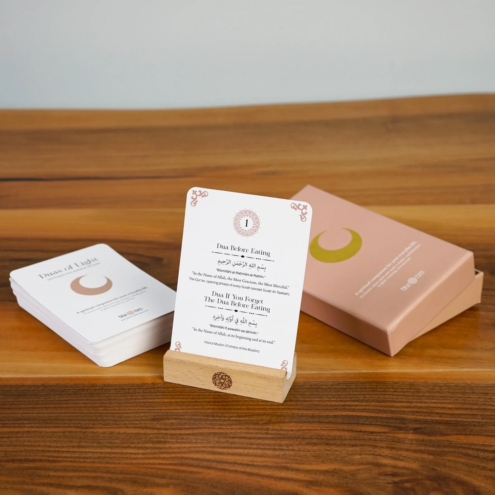 Islamic Reflection Cards with Wooden Stand – Daily Duas, Hadith & Asma Ul Husna - Image 2