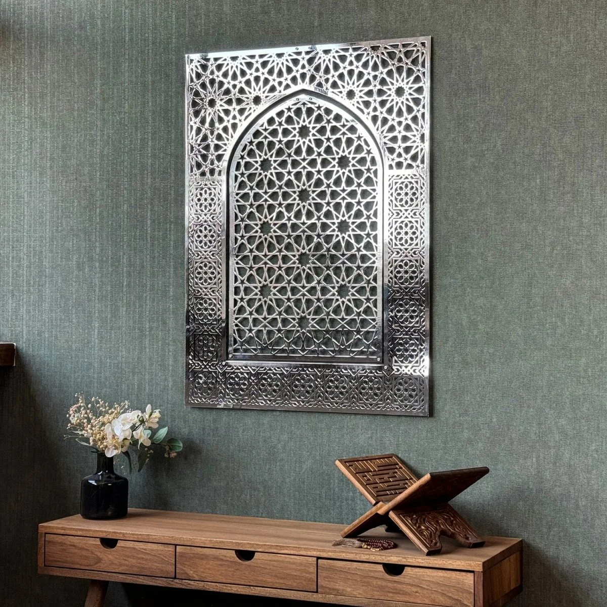 Islamic Wall Art, Mihrab Design Islamic Artwork - Shiny Metal - Image 11