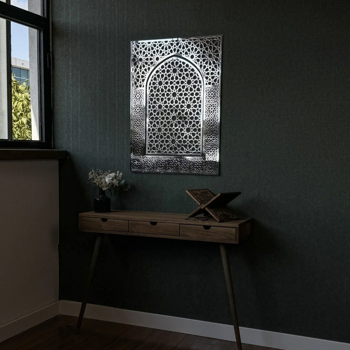 Islamic Wall Art, Mihrab Design Islamic Artwork - Shiny Metal - Image 12