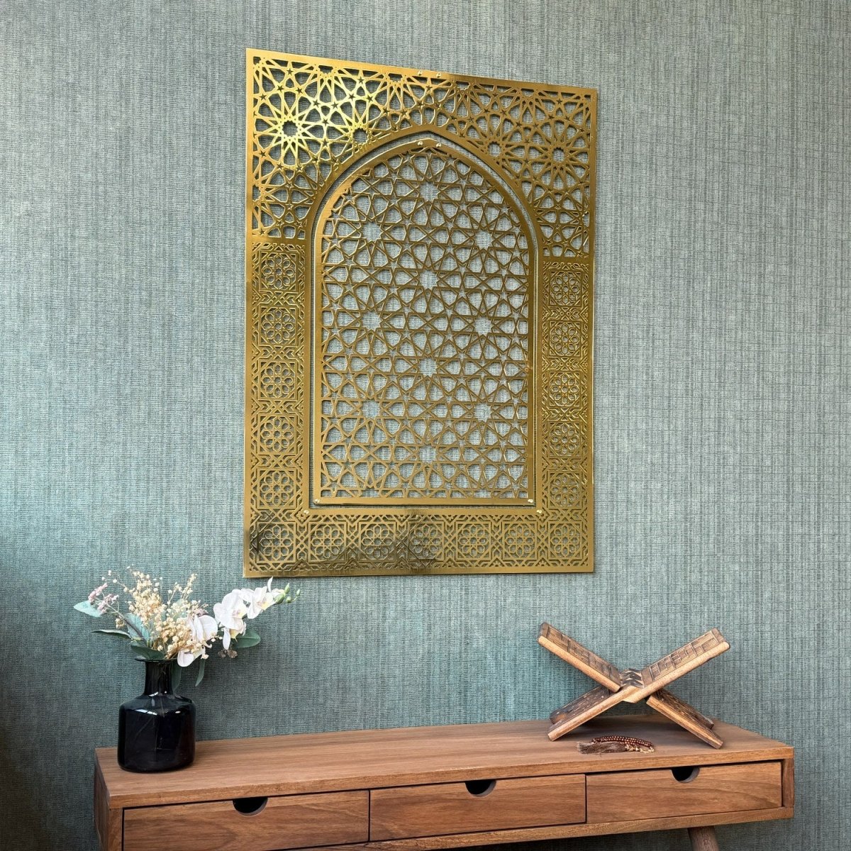 Islamic Wall Art, Mihrab Design Islamic Artwork - Shiny Metal - Image 6