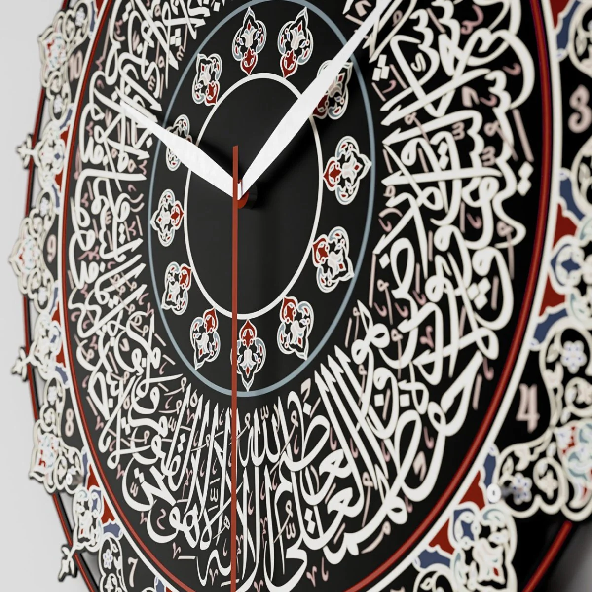 Islamic Wall Clock with Ayatul Kursi Calligraphy - Elegant Muslim Home Decor - Image 2