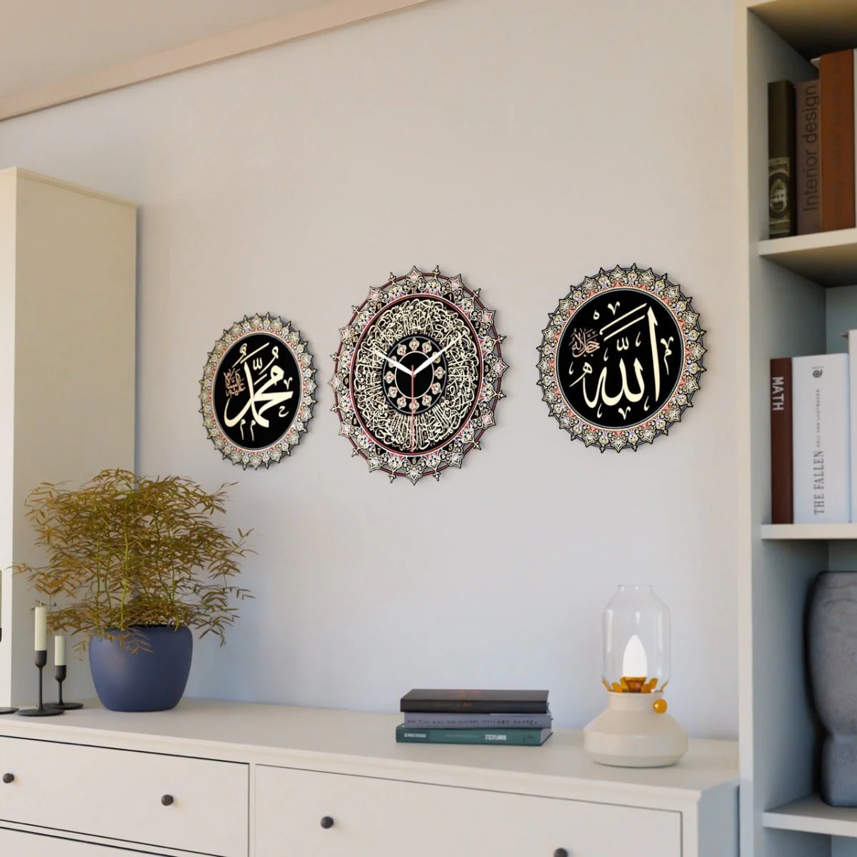 Islamic Wall Clock with Ayatul Kursi Calligraphy - Elegant Muslim Home Decor - Image 7