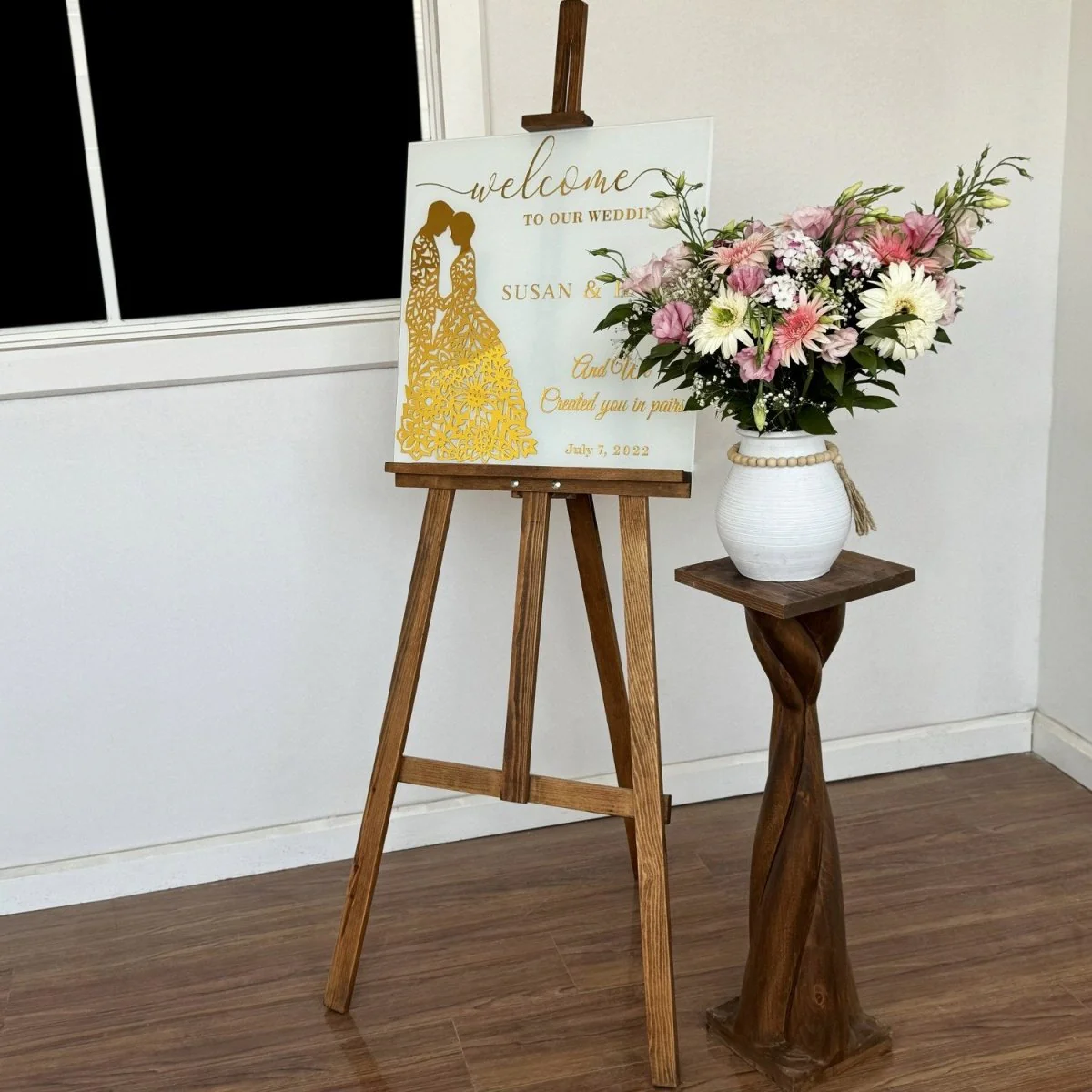 Islamic Wedding Sign – We Created You in Pairs Surah Nebe 8, Glass Nikkah Mirror - Image 8