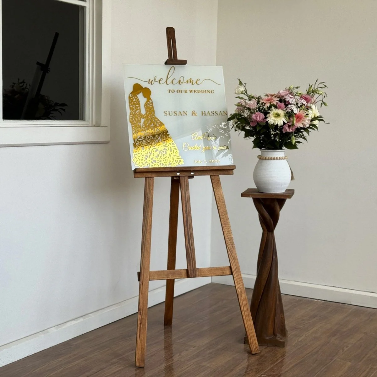 Islamic Wedding Sign – We Created You in Pairs Surah Nebe 8, Glass Nikkah Mirror - Image 9