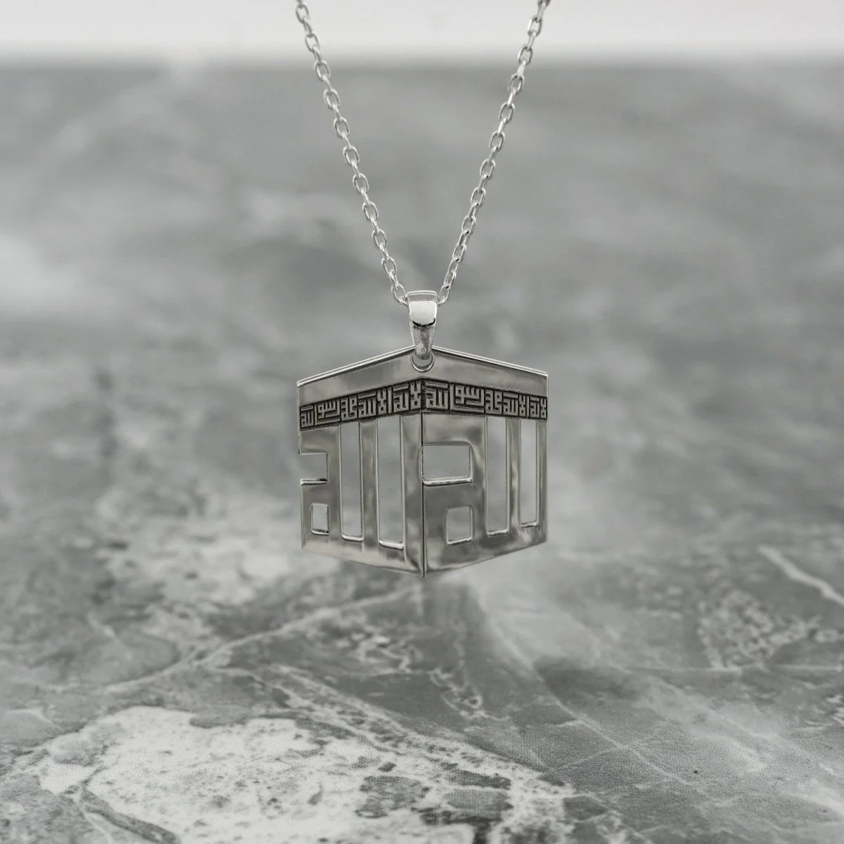 3D Kaaba Design Islamic Necklace - 18K Gold Plated Silver Pendant - Image 6