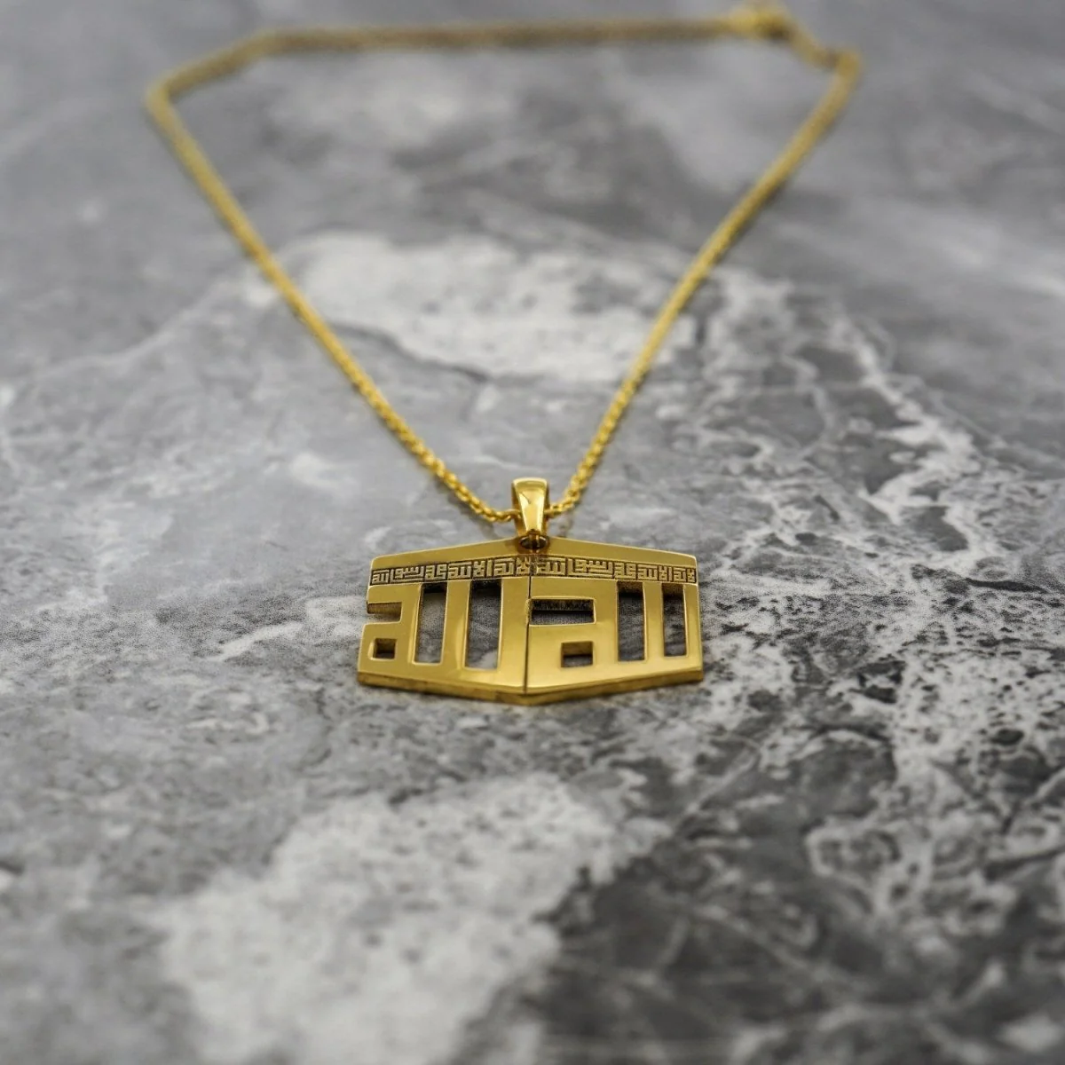 3D Kaaba Design Islamic Necklace - 18K Gold Plated Silver Pendant - Image 7