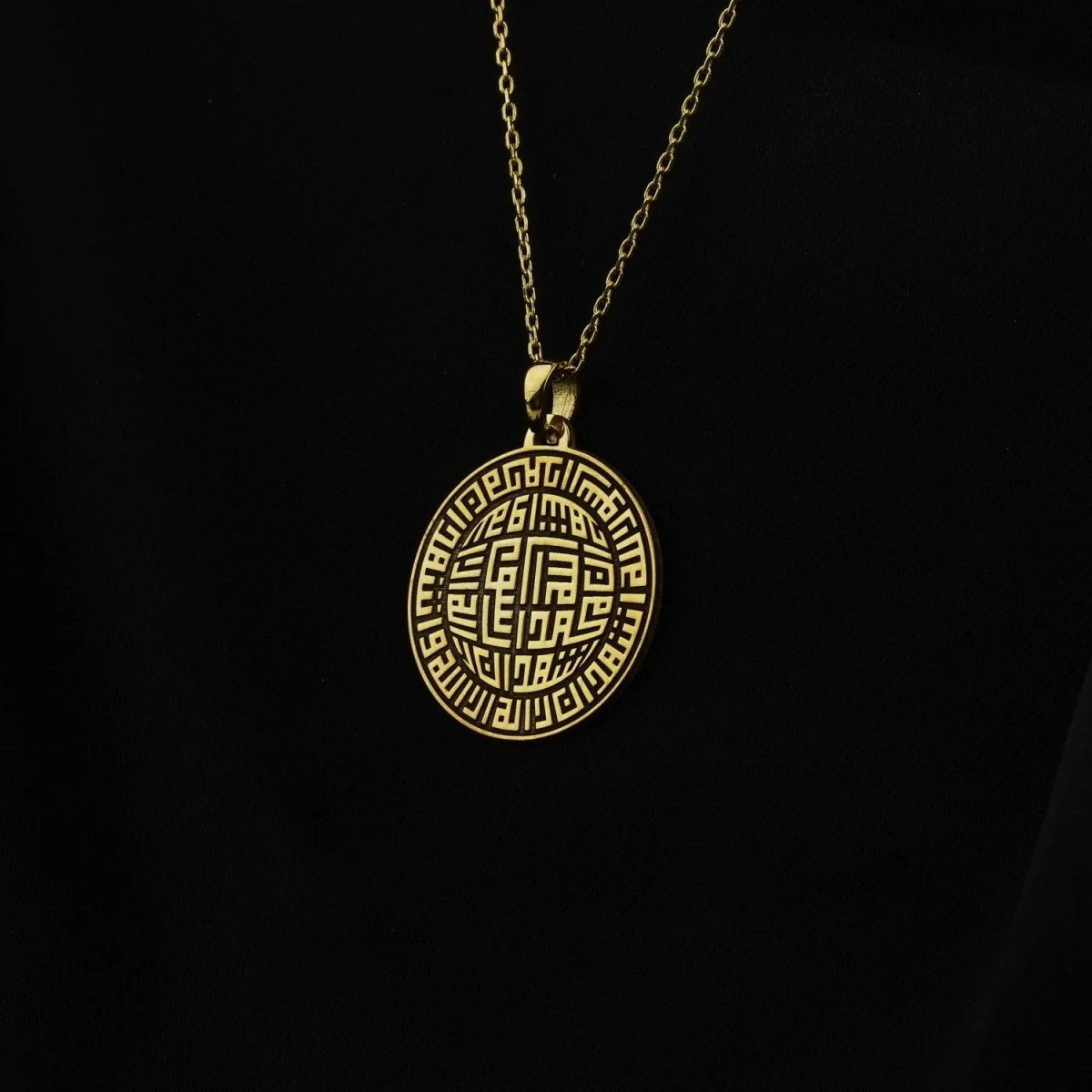 Kufic Kalima Shahada Muslim Jewelry - 18K Gold Plated Silver Pendant - Image 4